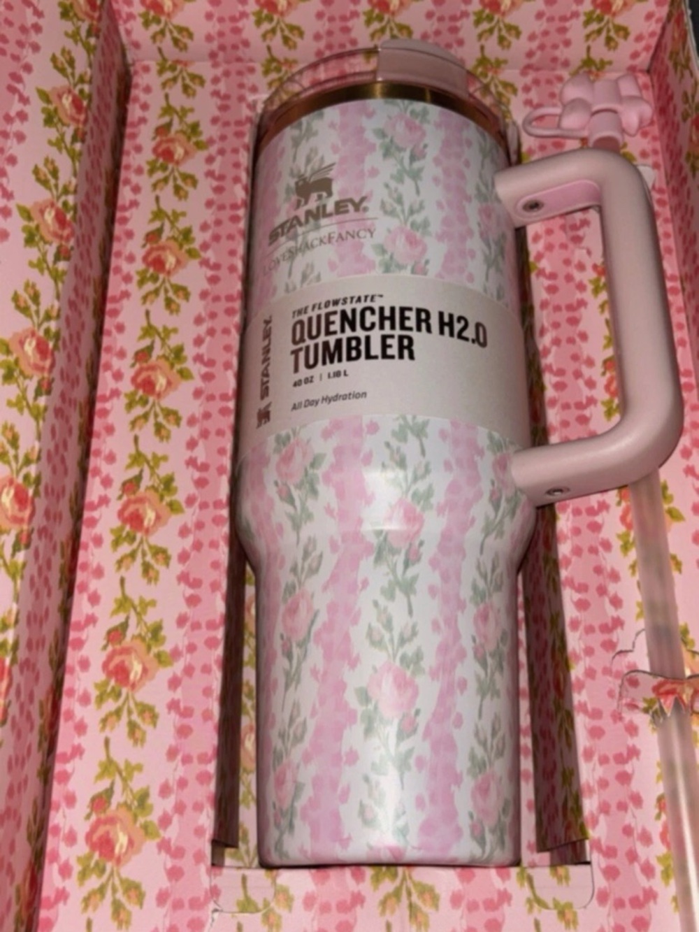 LoveShackFancy Pink Floral Tumbler